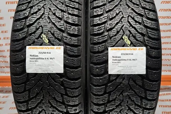 Used studded tire 215/60R16 Nokian Hakkapeliitta 9 XL 99/T