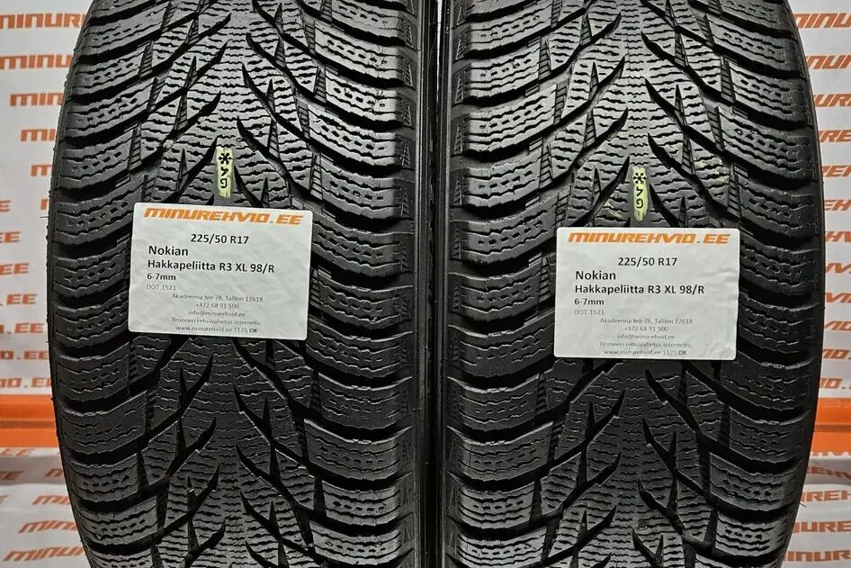 Used studless winter tire 225/50R17 Nokian Hakkapeliitta R3 XL 98/R 3921+1521