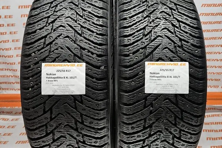 Used studded tire 225/55R17 Nokian Hakkapeliitta 8 XL 101/T