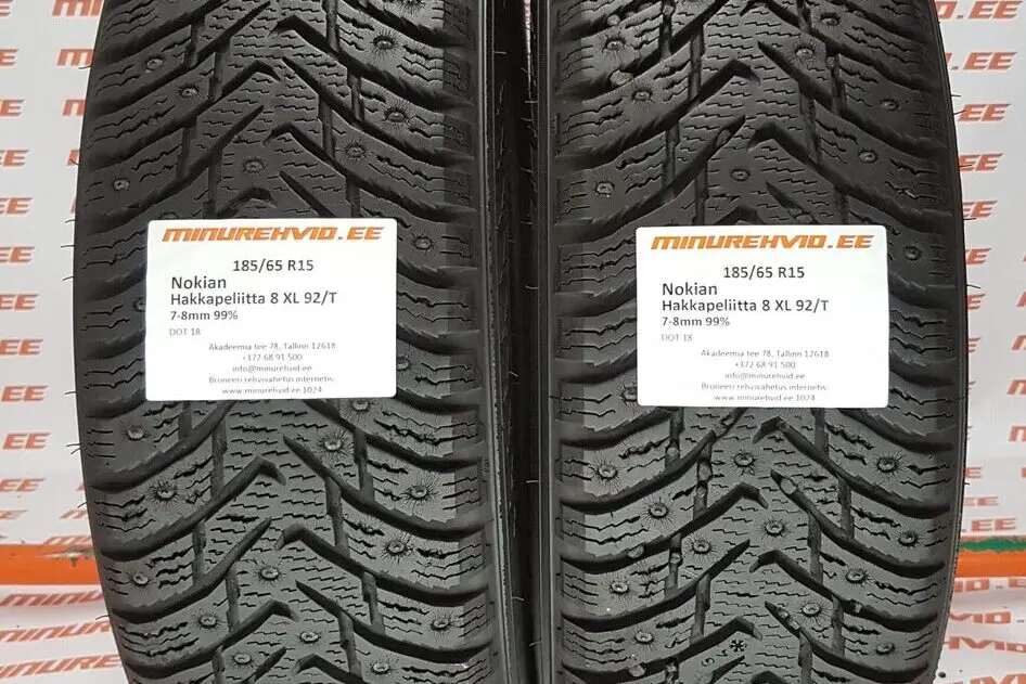 Подержанный шипованная шина 185/65R15 Nokian Hakkapeliitta 8 XL 92/T