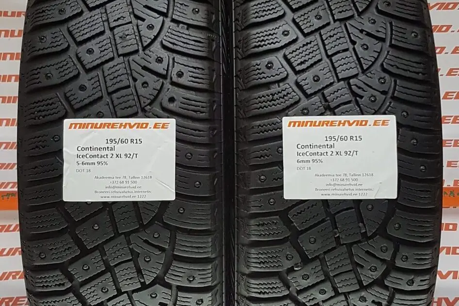 Подержанный шипованная шина 195/60R15 Continental IceContact 2 XL 92/T
