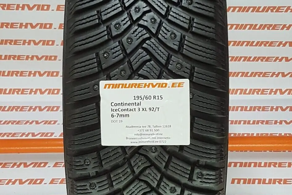 Подержанный шипованная шина 195/60R15 Continental IceContact 3 XL 92/T/