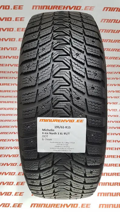 Подержанный шипованная шина 195/65R15 Michelin X-Ice North 3 XL 95/T/