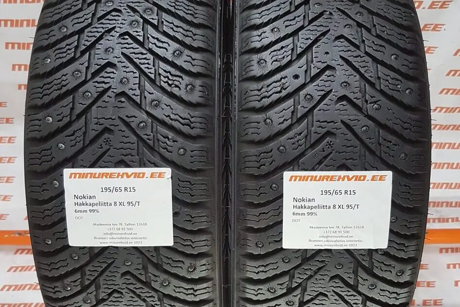 Подержанный шипованная шина 195/65R15 Nokian Hakkapeliitta 8 XL 95/T