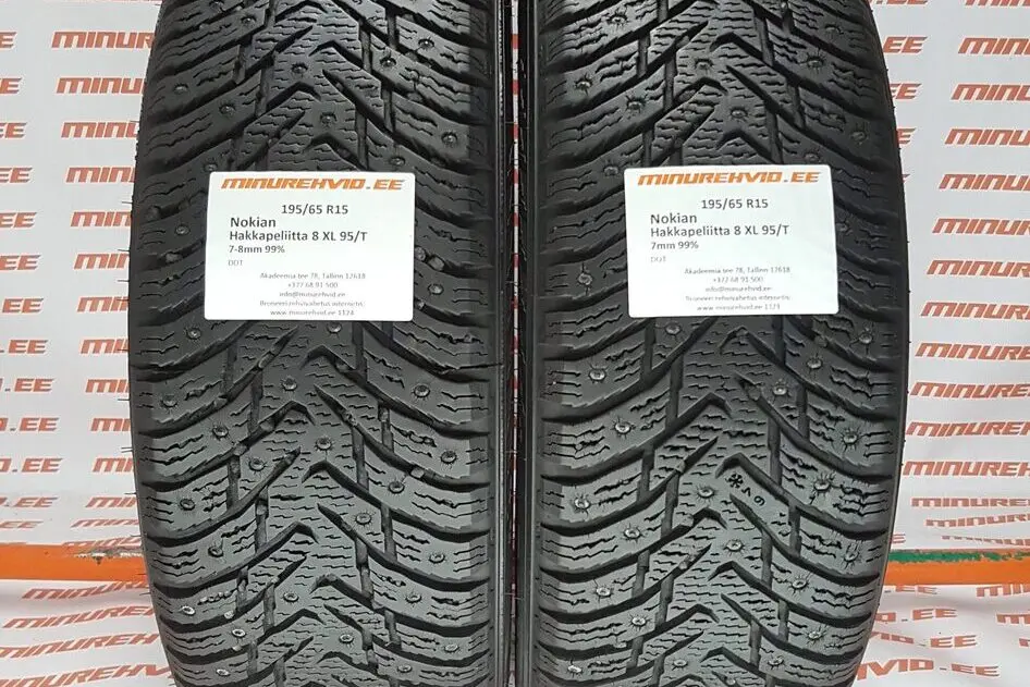 Подержанный шипованная шина 195/65R15 Nokian Hakkapeliitta 8 XL 95/T-