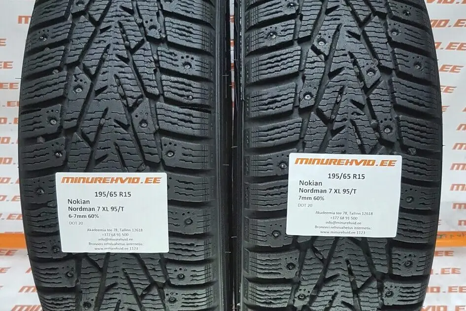Подержанный шипованная шина 195/65R15 Nokian Nordman 7 XL 95/T