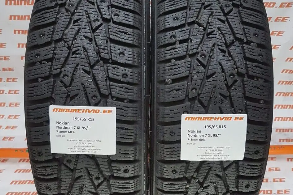 Подержанный шипованная шина 195/65R15 Nokian Nordman 7 XL 95/T