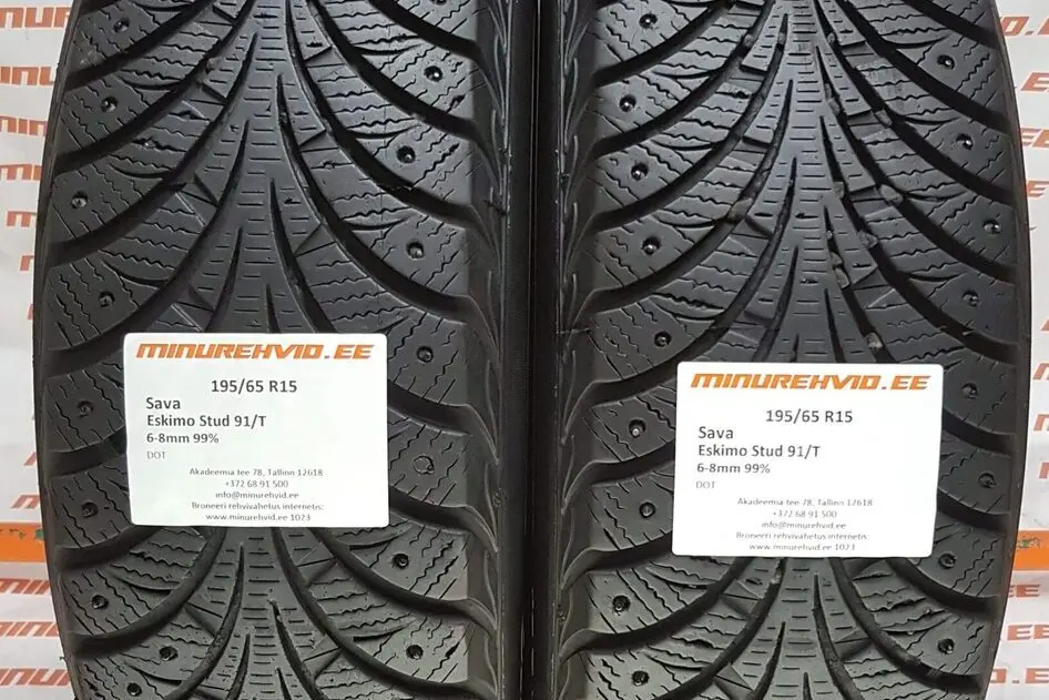 Подержанный шипованная шина 195/65R15 Sava Eskimo Stud 91/T