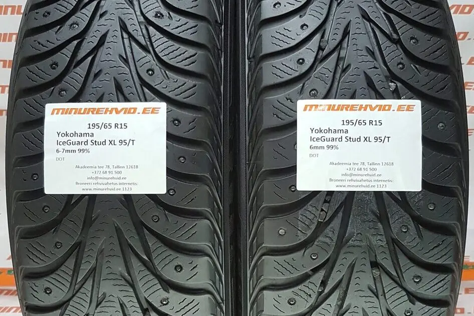 Подержанный шипованная шина 195/65R15 Yokohama IceGuard Stud IG35 XL 95/T