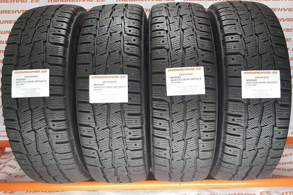Подержанный шипованная шина 195/70R15 Michelin Agilis X-Ice North 104/102 R