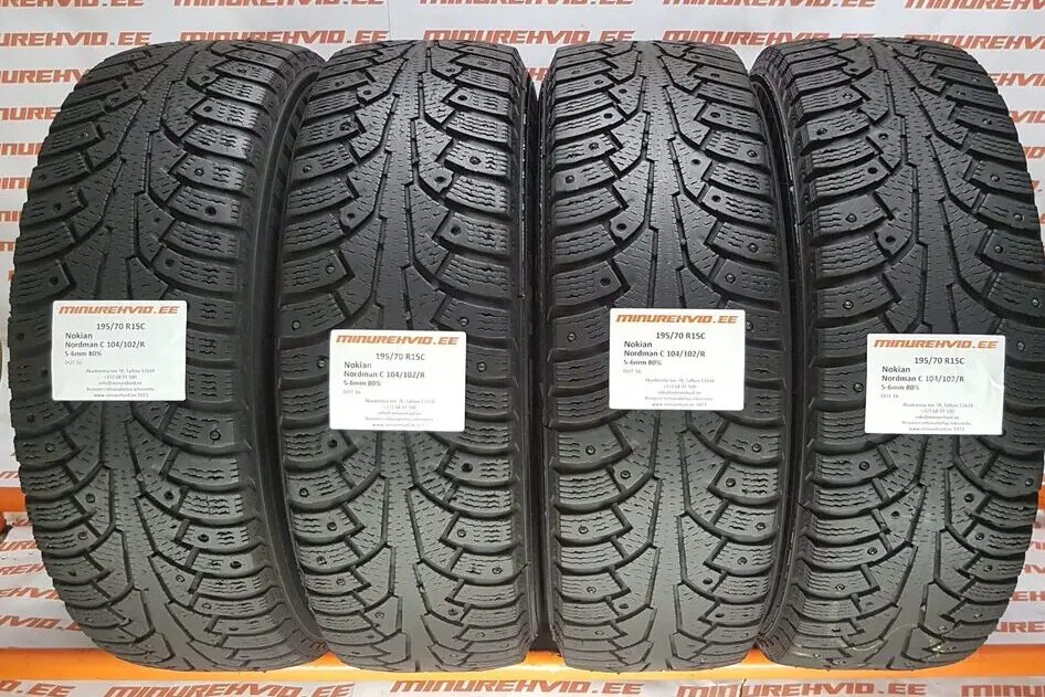 Подержанный шипованная шина 195/70R15 Nokian Nordman C 104/102/R