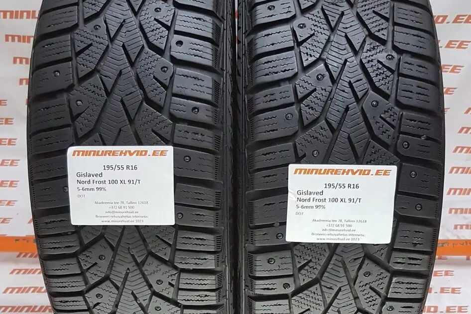 Подержанный шипованная шина 195/55R16 Gislaved Nord Frost 100 XL 91/T