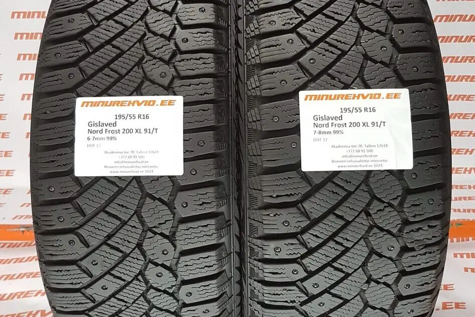 Подержанный шипованная шина 195/55R16 Gislaved Nord Frost 200 XL 91/T