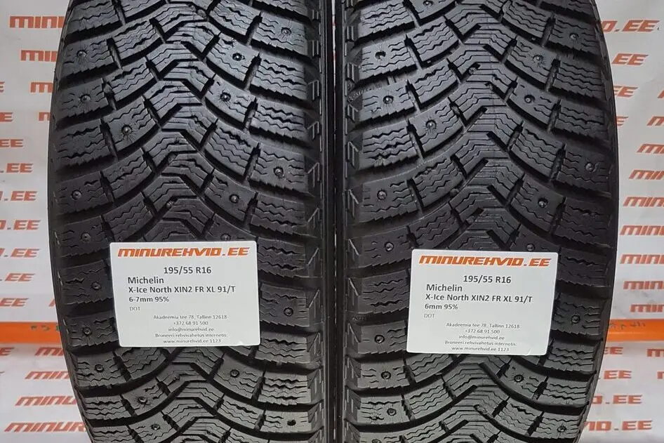 Подержанный шипованная шина 195/55R16 Michelin X-Ice North XIN2 FR XL 91/T
