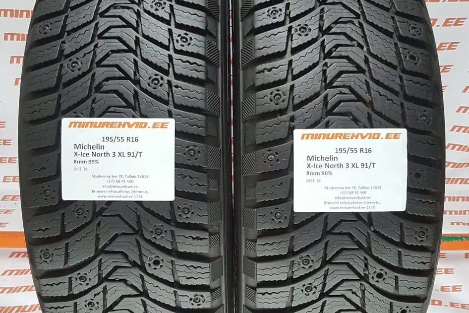 Подержанный шипованная шина 195/55R16 Michelin X-Ice North 3 XL 91/T