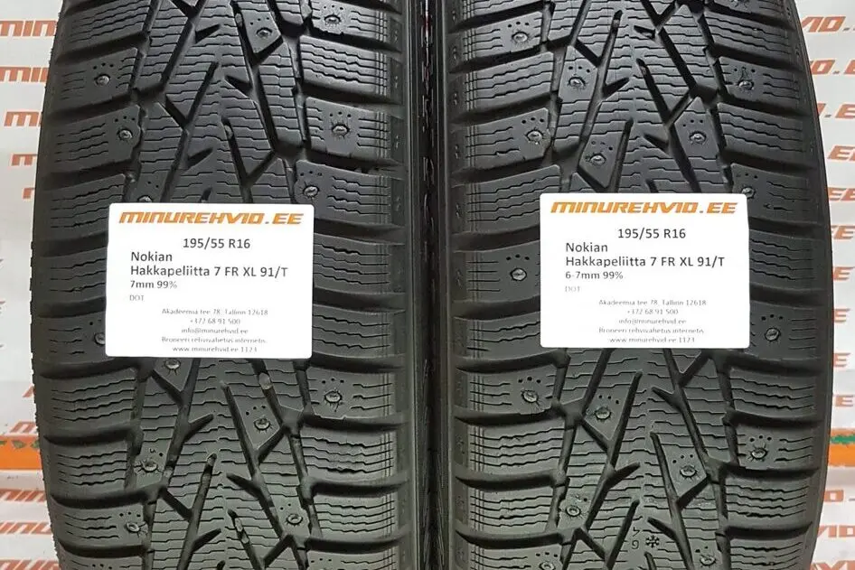 Подержанный шипованная шина 195/55R16 Nokian Hakkapeliitta 7 FR XL 91/T