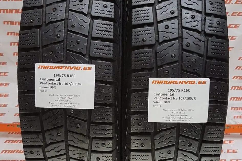 Подержанный шипованная шина 195/75R16 Continental VanContact Ice 107/105/R