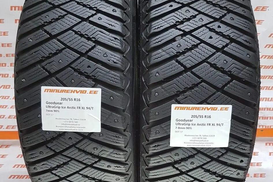 Подержанный шипованная шина 205/55R16 GoodYear UltraGrip Ice Arctic FR XL 94/T